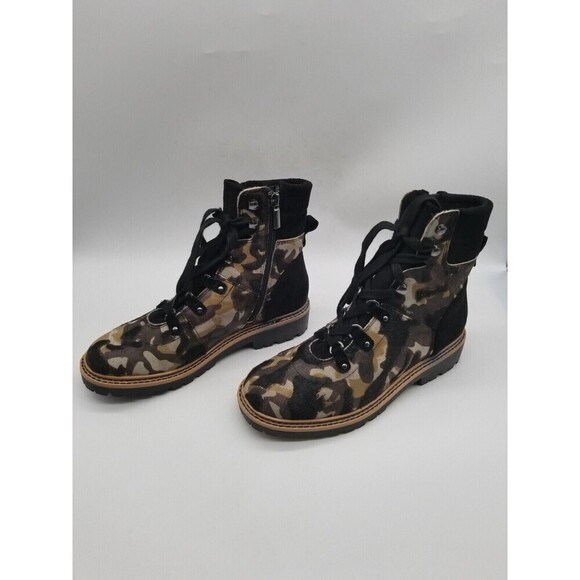 Me Too Womens Cliff Camo Leather Fur Lace Up Combat Boots Size 7.5 M - Picture 3 of 6